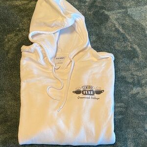 White Hoodie with Embroidered ‘Cental Perk’ Logo